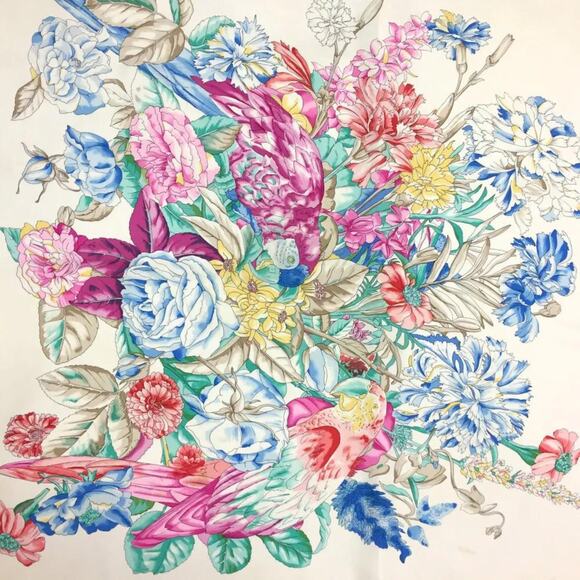 Christian Dior Flower Pattern Multicolor 100% Silk Scarf - Picture 7 of 8